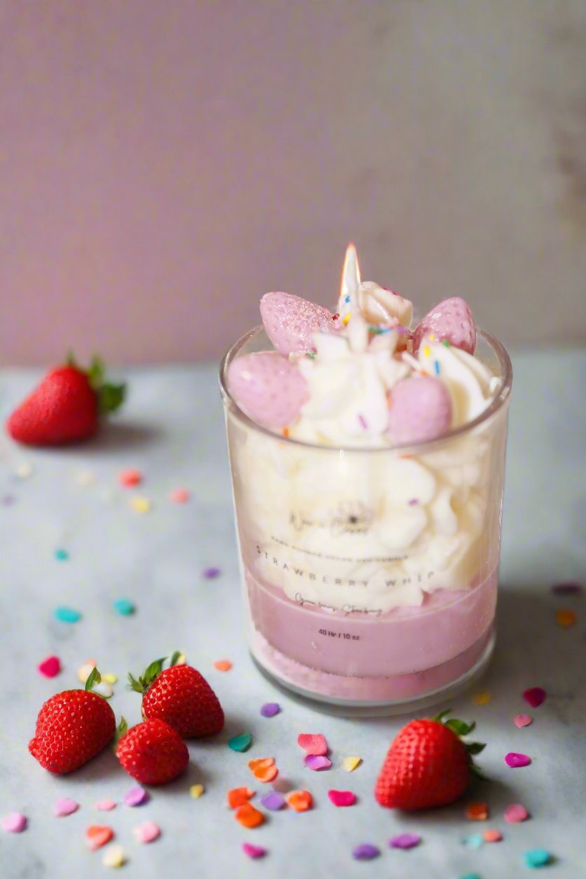 Luxury Dessert Scented Candles - Strawberry Whip- 10 oz